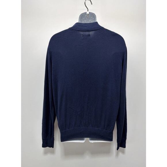 NWT Graham Luxe Silk Blend Blue Depths Blue Quarter Zip Sweater, Size M - Picture 2 of 7